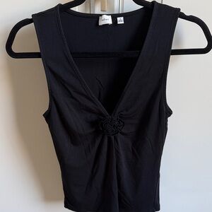 Wilfred Black V-Neck Tank with Rose Detail
